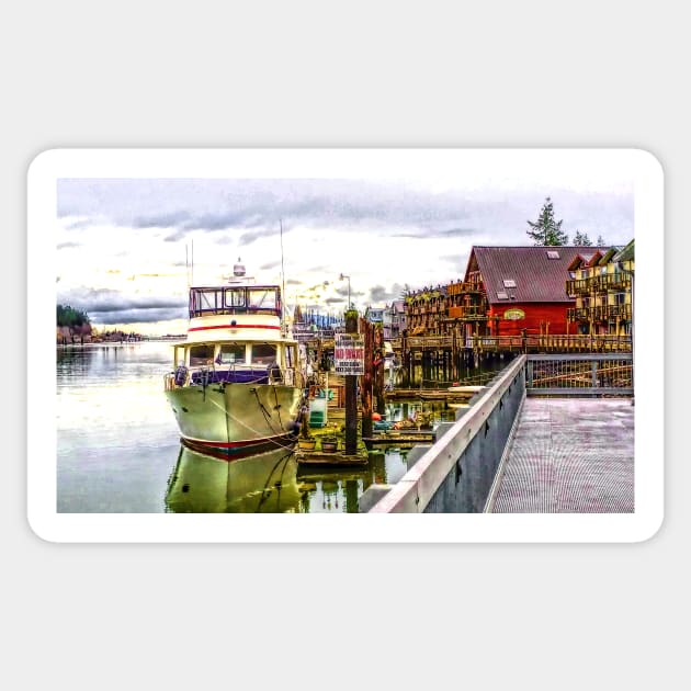 Boats on the La Conner Waterfront Sticker by SeaChangeDesign